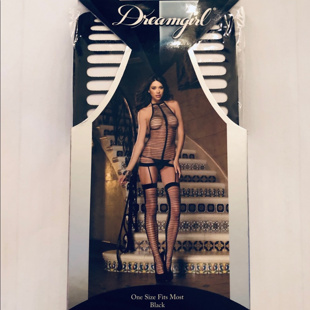 Dreamgirl Knit Halter Garter Dress Garter Stocking